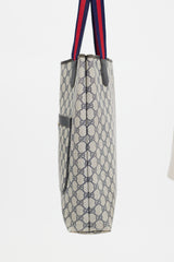 Gucci Vintage Navy & Beige Sherry Line GG Plus Tote Bag