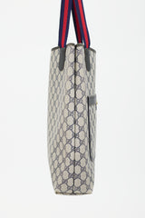 Gucci Vintage Navy & Beige Sherry Line GG Plus Tote Bag
