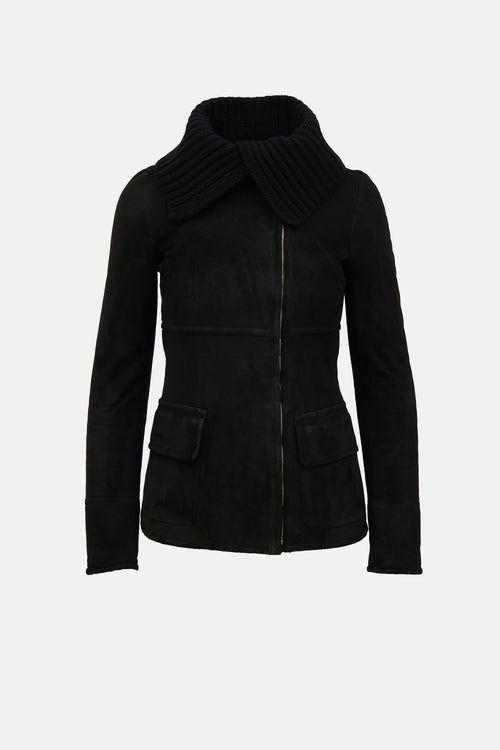 Gucci Vintage Suede Shearling Jacket