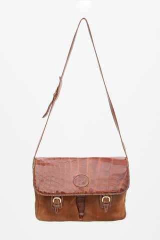 Gucci Vintage Leather & Suede GG Satchel