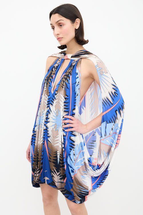 Gucci Vintage Cream & Multi Silk Halter Dress