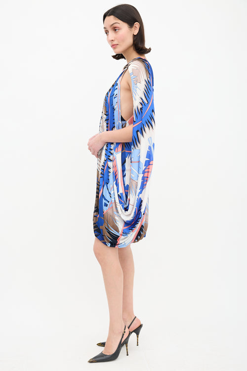 Gucci Vintage Cream & Multi Silk Halter Dress