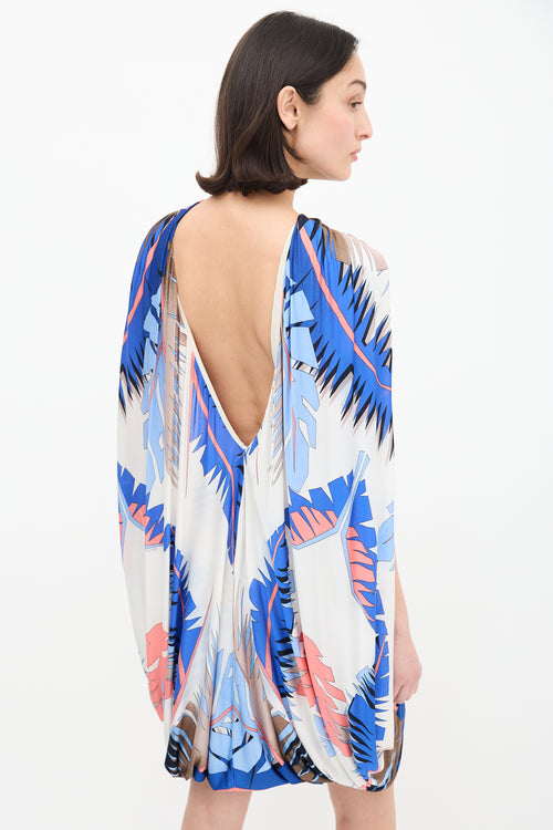 Gucci Vintage Cream & Multi Silk Halter Dress