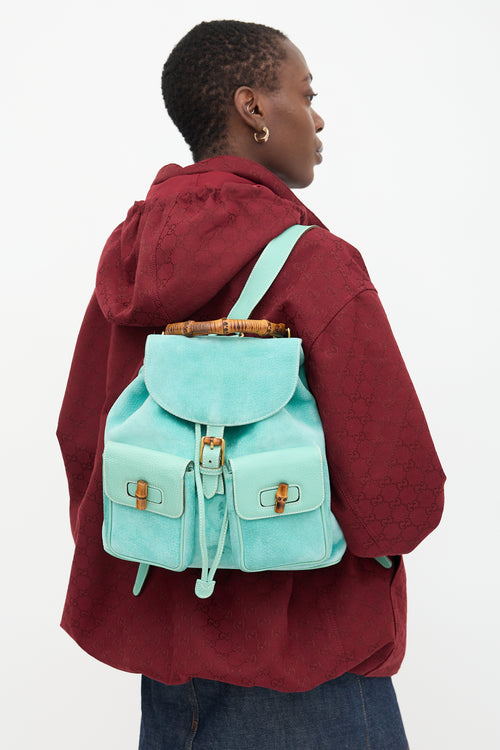 Gucci Vintage Suede Bamboo Backpack