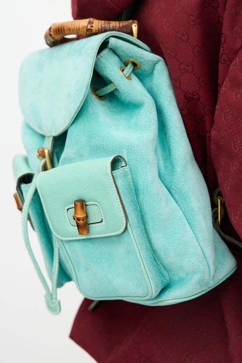 Gucci Vintage Suede Bamboo Backpack