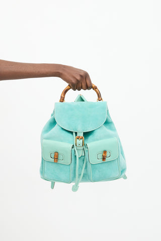 Gucci Vintage Suede Bamboo Backpack