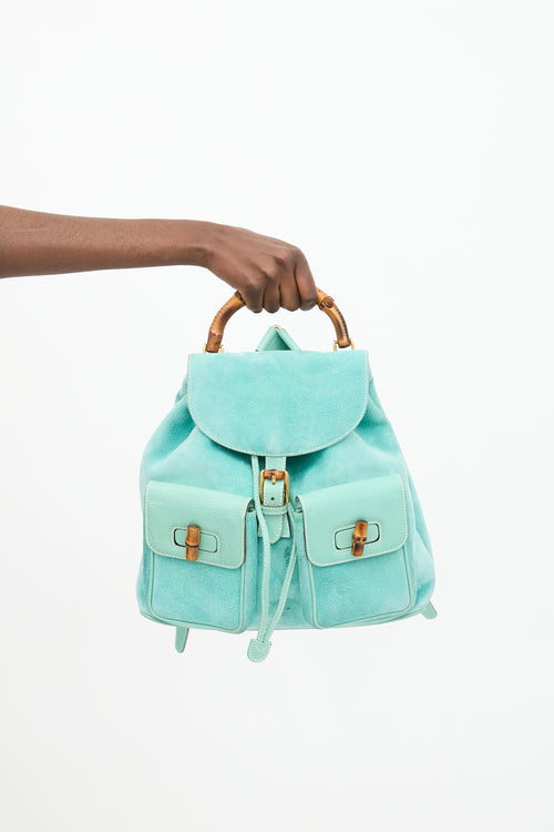 Gucci Vintage Suede Bamboo Backpack