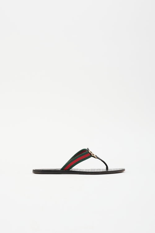 Gucci Leather GG Web Sandal