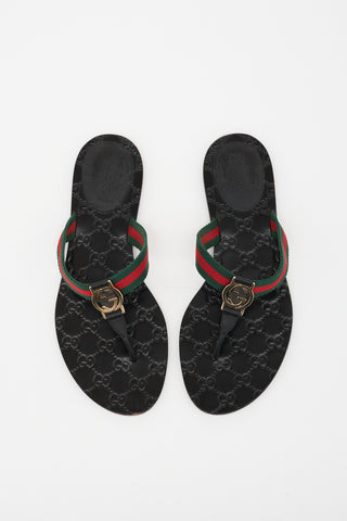 Gucci Leather GG Web Sandal