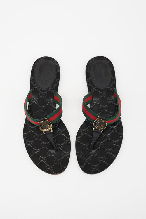 Gucci Leather GG Web Sandal