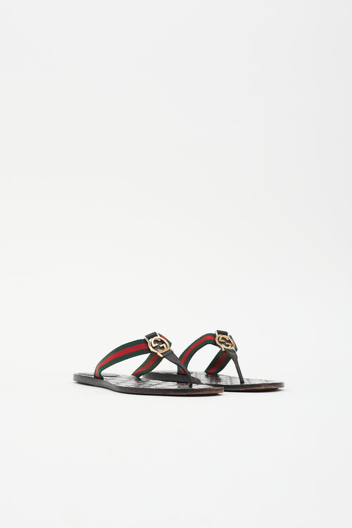 Gucci Leather GG Web Sandal