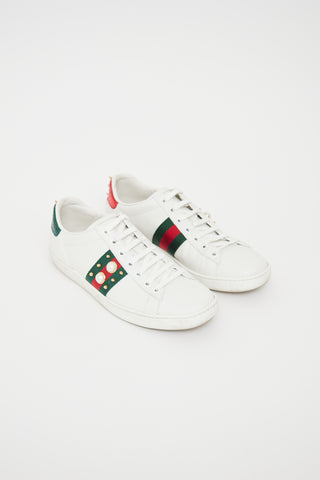 Gucci White Ace Pearl Studded Sneaker