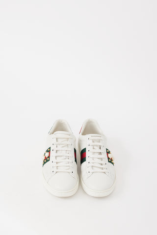 Gucci White & Multicolour Leather Ace Studded Sneaker