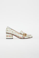 Gucci White & Pink Leather Floral Loafer