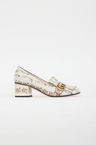 Gucci White & Pink Leather Floral Loafer