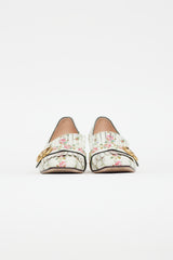Gucci White & Pink Leather Floral Loafer