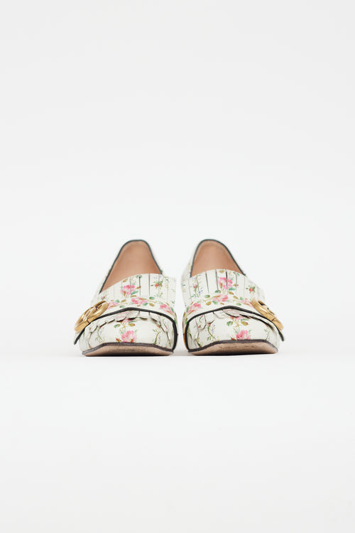 Gucci White & Pink Leather Floral Loafer