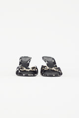Gucci White & Black Satin Heeled Mule