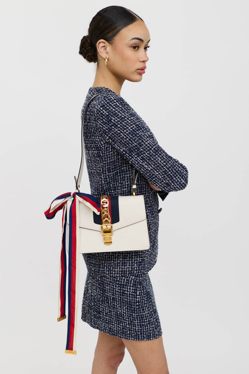 Gucci Leather Sylvie Webbed Tie Bag