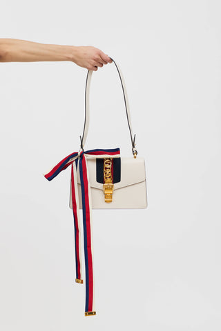 Gucci Leather Sylvie Webbed Tie Bag