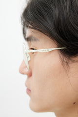 Gucci White & Gold GG0336S Aviator Sunglasses