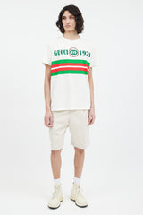 Gucci White & Green Embroidered GG Logo T-Shirt