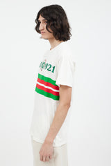 Gucci White & Green Embroidered GG Logo T-Shirt