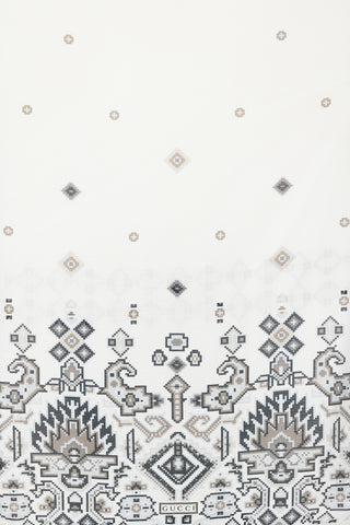 Gucci White & Grey Pixel Printed Silk Scarf