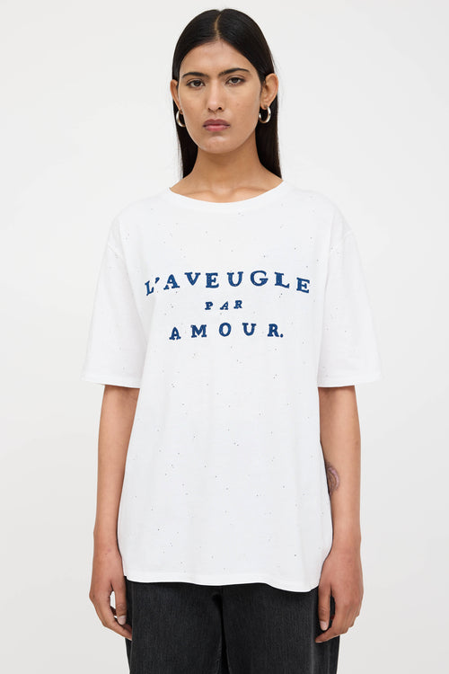 Gucci L'Aveugle Distressed Embroidered T-Shirt