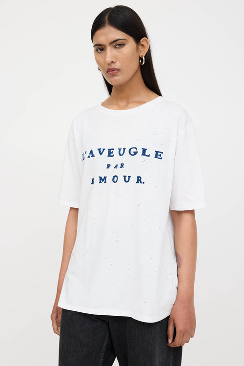 Gucci L'Aveugle Distressed Embroidered T-Shirt
