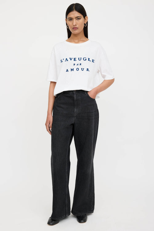 Gucci L'Aveugle Distressed Embroidered T-Shirt