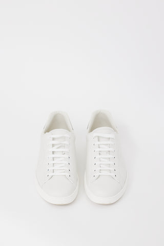 Gucci White & Grey Leather Ace Interlocking GG Sneaker
