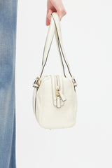 Gucci White Leather Britt Boston Bag