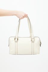 Gucci White Leather Britt Boston Bag