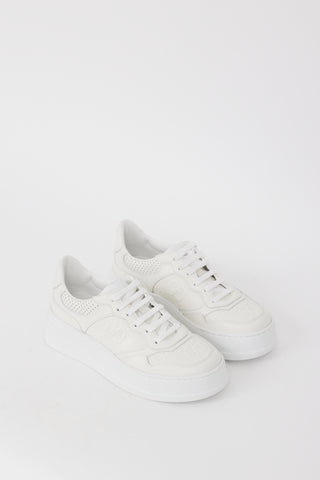 Gucci White Leather Embossed GG Low Top Sneaker