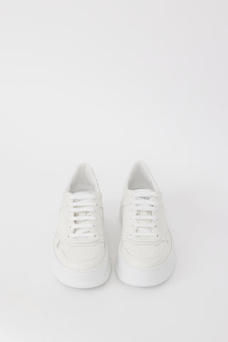 Gucci White Leather Embossed GG Low Top Sneaker