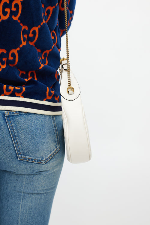 Gucci White Leather Mini GG Marmont Bag