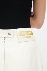 Gucci X Dapper Dan White Leather Skirt
