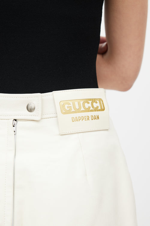 Gucci X Dapper Dan White Leather Skirt
