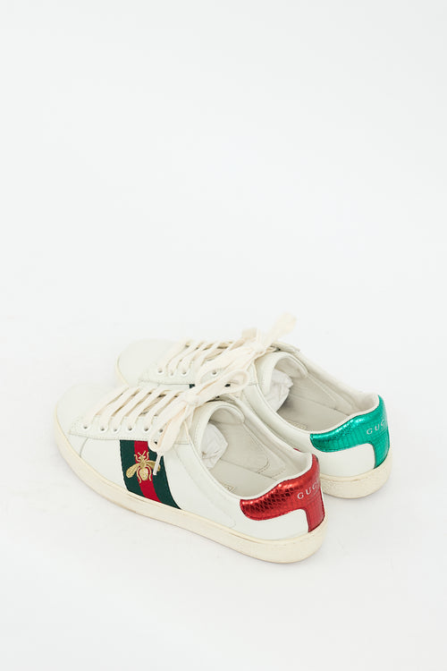 Gucci White & Multicolour Leather Ace Sneaker