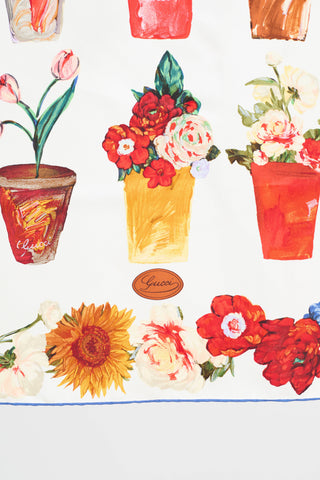 Gucci Floral Pot Silk Scarf