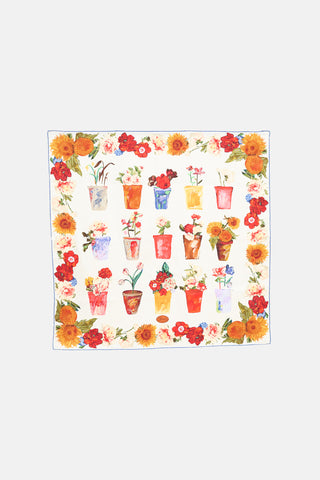 Gucci Floral Pot Silk Scarf