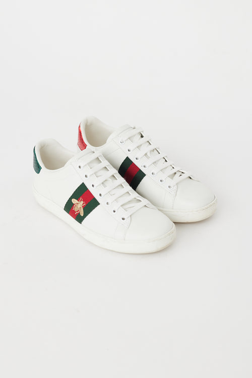 Gucci White & Multi Leather Ace Bee Sneaker
