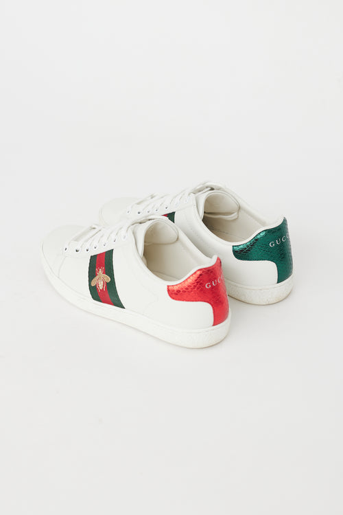 Gucci White & Multi Leather Ace Bee Sneaker