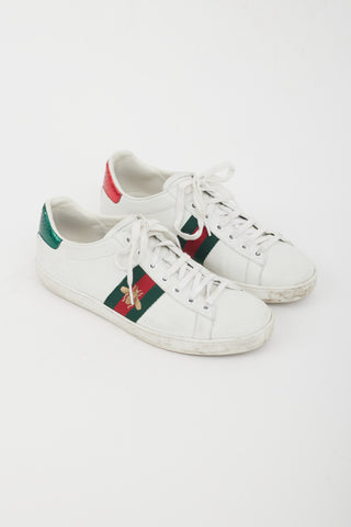 Gucci White Leather Ace  Sneaker