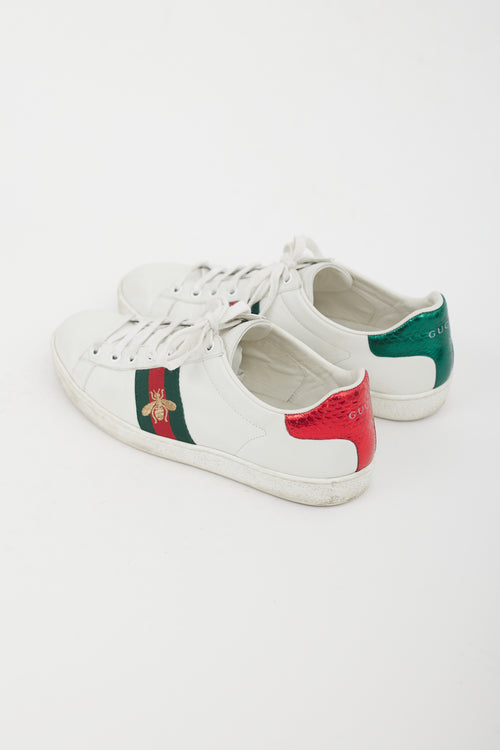 Gucci White Leather Ace  Sneaker
