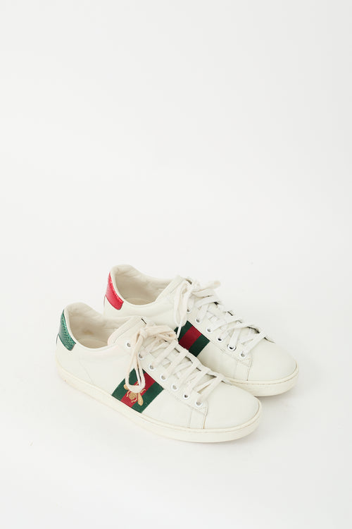 Gucci White & Multi Leather Ace Bee Sneaker