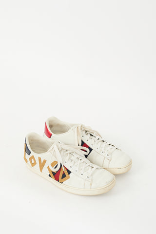 Gucci White & Multi Leather Ace Loved Sneaker