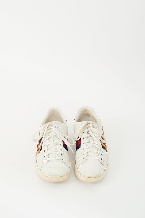 Gucci White & Multi Leather Ace Loved Sneaker