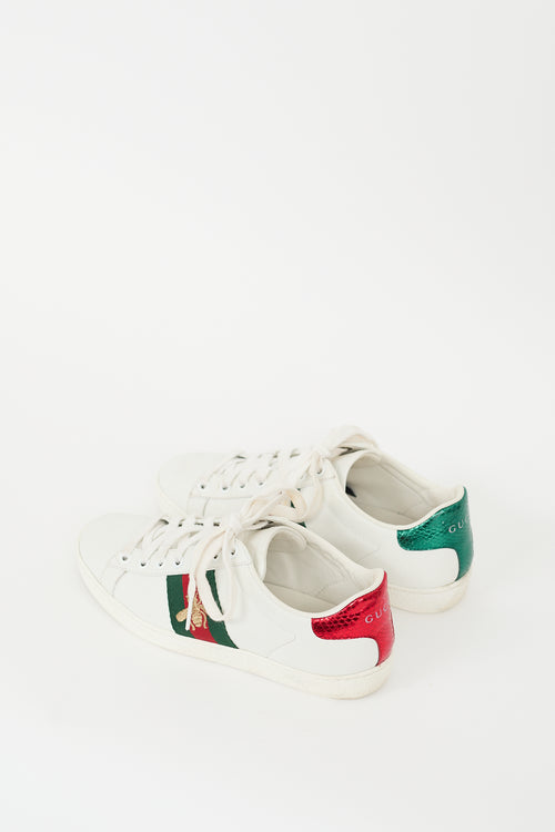 Gucci White & Multi Leather Ace Sneaker